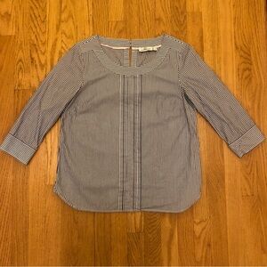 Vineyard Vines Women’s Medium 8 Blue White Stripe Top Blouse 3/4 Sleeve Shirt